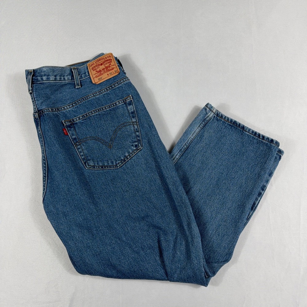 Levi's 550 Relaxed Fit Jeans 100% Cotton Denim W42 L30 Blue‎ Classic Casual